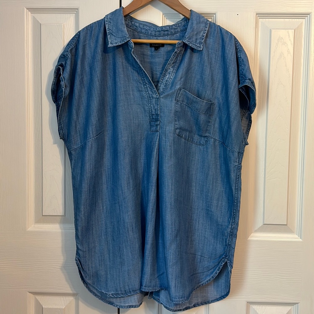 Talbots Denim Tunic Short Sleeve Top